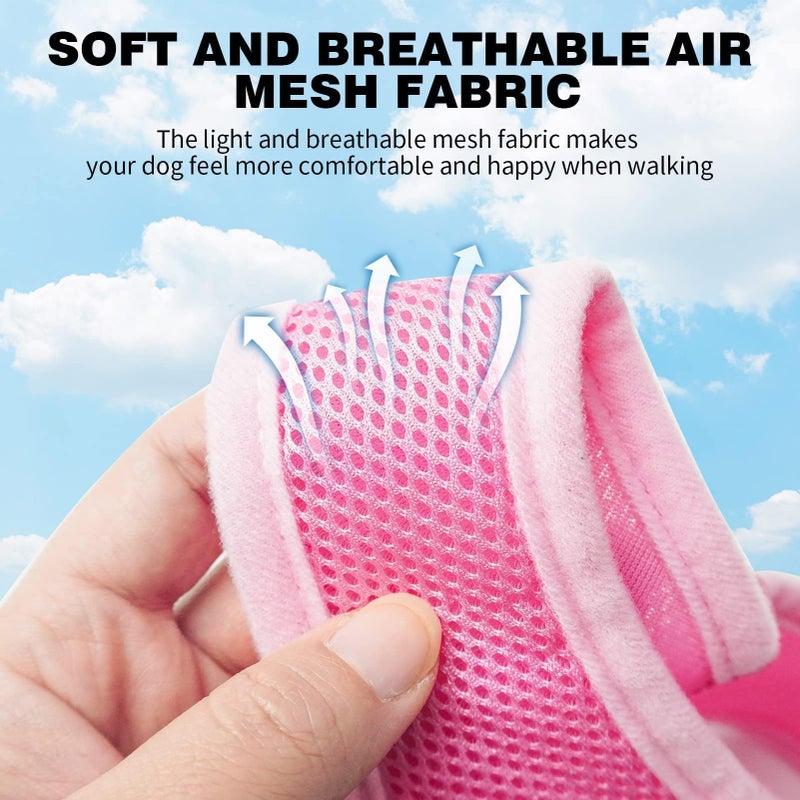 BINGPET No Pull Dog Harness Medium Sized Dog,Breathable Mesh Puppy Cat Harnesses,Adjustable Escape Proof Pet Outdoor Harnesses,Soft & Lightweight Small Dog Harness for Training and Walking,Pink, M - Image 3